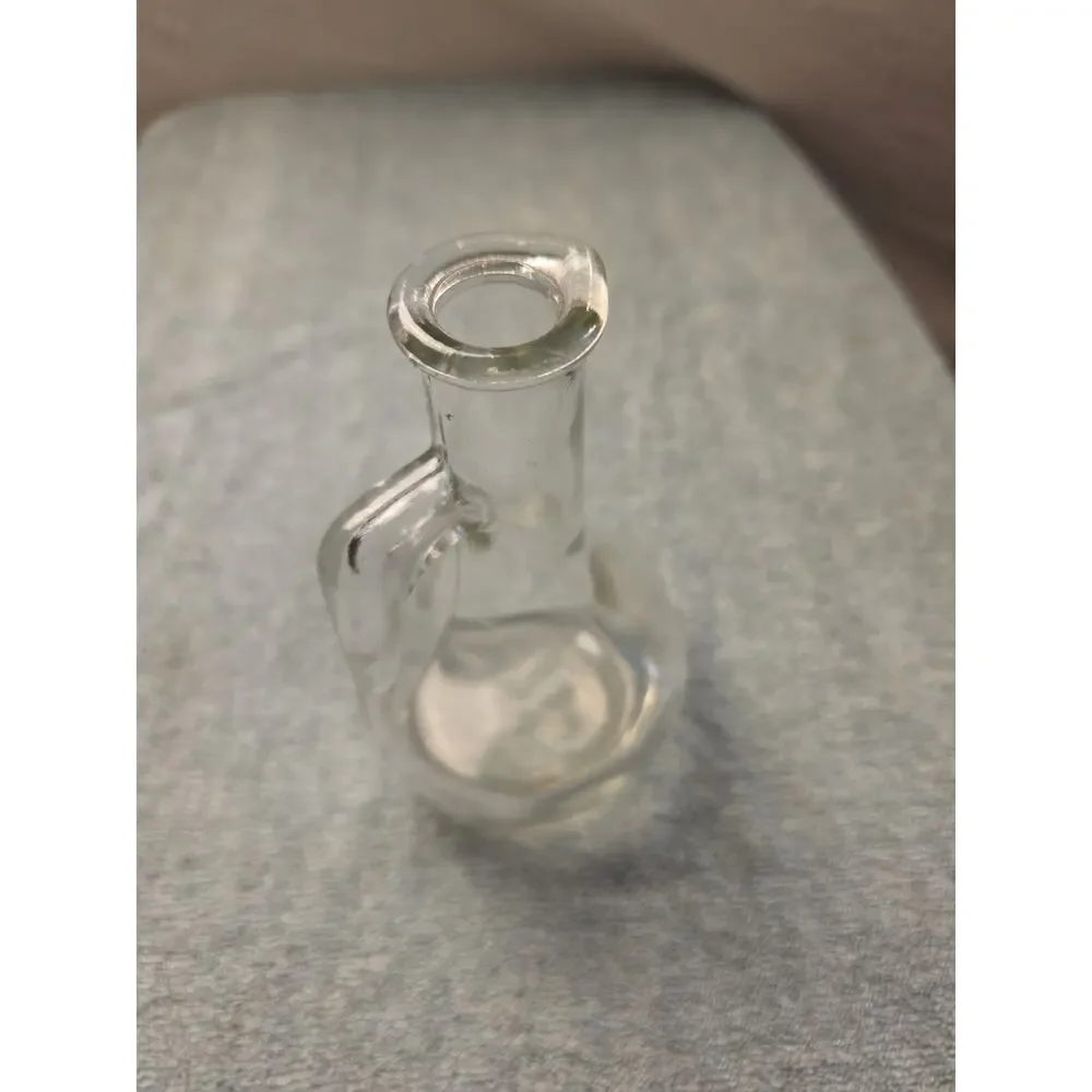 Clear Glass Handled Cruet Bottle, Round Solid Pattern, Narrow Neck, 1pc